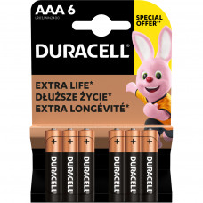 Батарейка Duracell AAA лужні 6 шт. в упаковці (5000394107472 / 81483511)