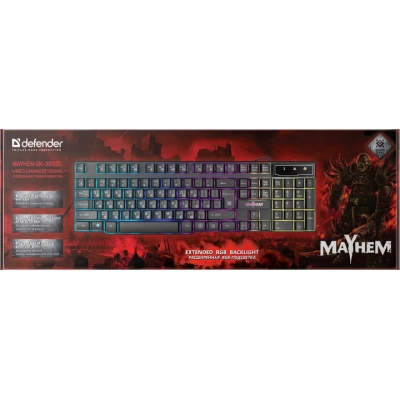 Клавіатура Defender Mayhem Mayhem GK-360DL USB UA Black (45362)
