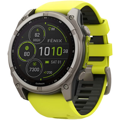Смарт-годинник Garmin fenix 8 51mm,Saph Solar, BareTi/Graphite,AmpYe/GrphBnd (010-02907-21)