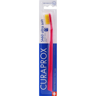 Зубна щітка Curaprox CS 5460 Ultra Soft Ультрам'яка D 0.10 мм Малинова з жовтою щетиною (CS 5460-09)