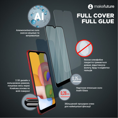 Скло захисне MakeFuture Samsung A03s Full Cover Full Glue (MGF-SA03S)