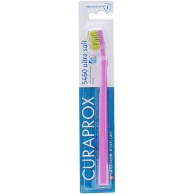 Зубна щітка Curaprox CS 5460 Ultra Soft Ультрам'яка D 0.10 мм Рожева із салатовою щетиною (CS 5460-11)