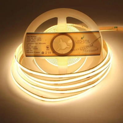 Світлодіодна стрічка LED-STIL 3000K 10 Вт/м COB 320 діодів IP33 24 Вольта 900 lm тепле світло (UC3-24-320-8-90)