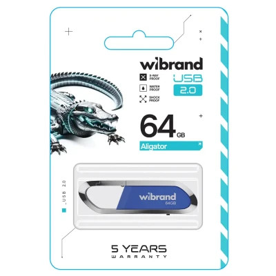 USB флеш накопичувач Wibrand 64GB Aligator Blue USB 2.0 (WI2.0/AL64U7U)