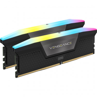 Модуль пам'яті для комп'ютера DDR5 64GB (2x32GB) 6000 MHz Vengeance RGB Black Corsair (CMH64GX5M2B6000C30)