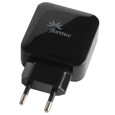 Зарядний пристрій Florence 2USB 3A + microUSB cable Black (FW-2U030B-M)