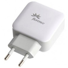 Зарядний пристрій Florence 2USB 3A + Lightning cable White (FW-2U030W-L)