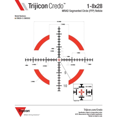 Оптичний приціл Trijicon Credo 1-8x28 Red/Green MRAD Segmented Circle (CR828-C-2900032)