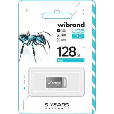 USB флеш накопичувач Wibrand 128GB Ant Silver USB 3.2 Gen 1 (USB 3.0) (WI3.2/AN128M4S)